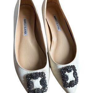 Manolo Blahnik Hangisi Satin Ballet Flats